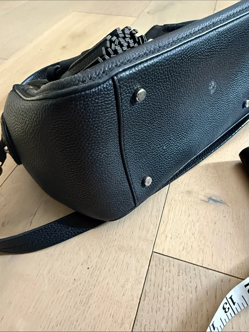 kate spade Black Pebbled Leather Satchel with Tassel